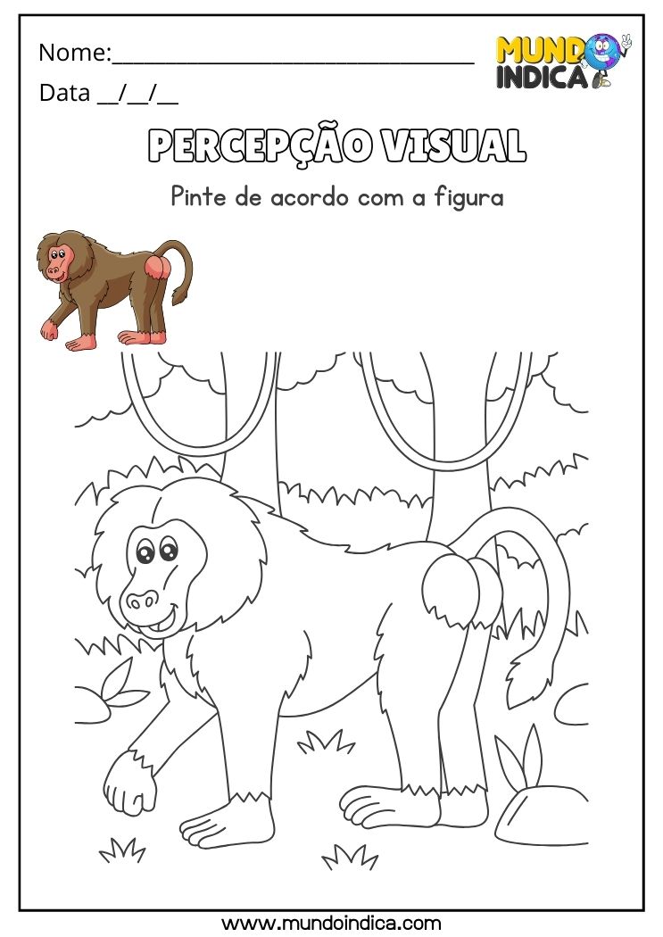 Atividade de Pintura e Percepção Visual do Macaco para Deficiência Intelectual para Imprimir