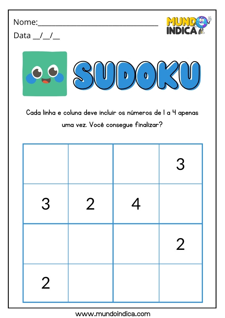 Atividade de Sudoku Infantil para Imprimir