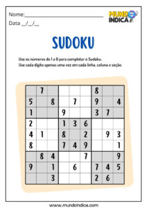 15 Atividades de Sudoku para Imprimir