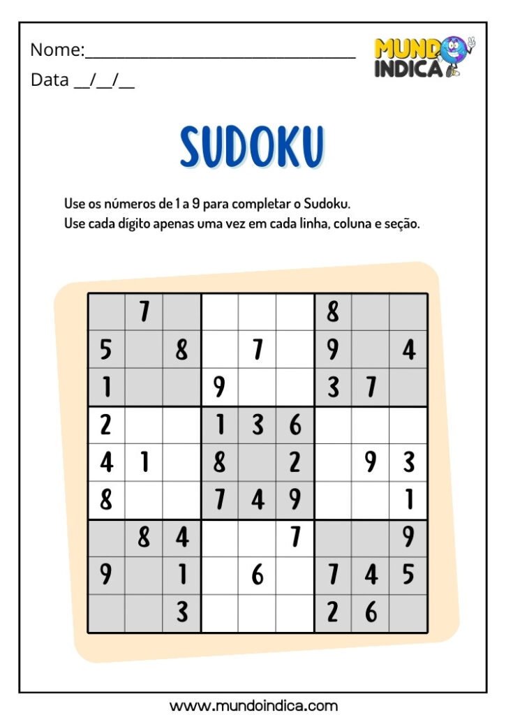 15 Atividades De Sudoku Para Imprimir 15 Atividades De Sudoku Para Imprimir