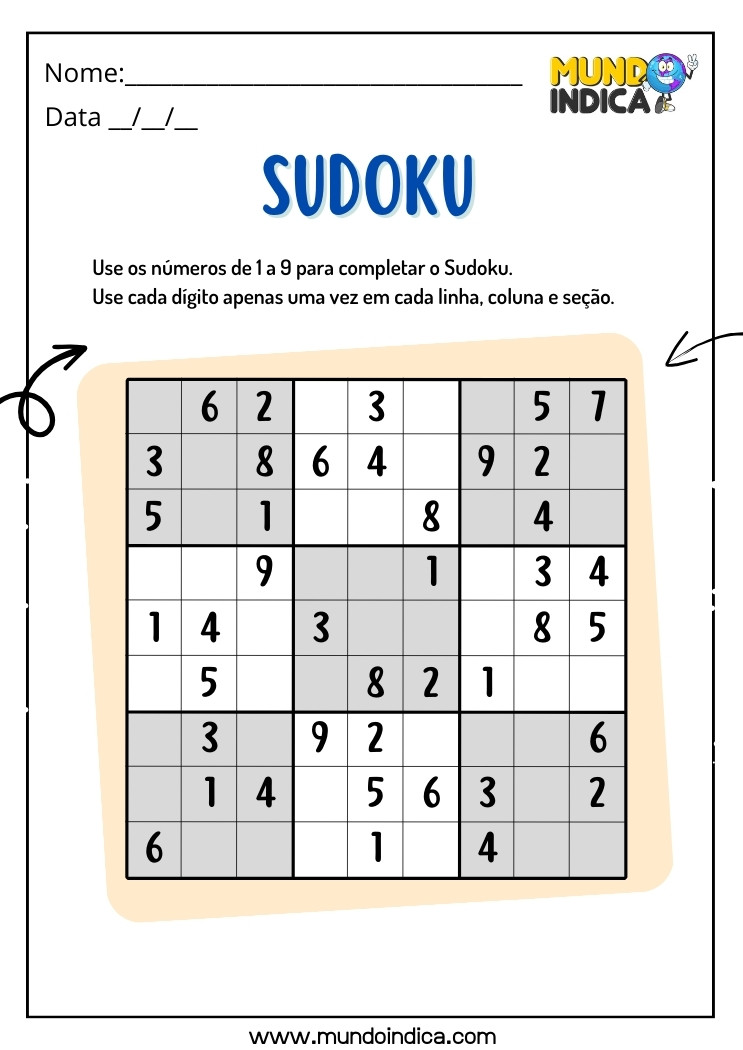 Atividade de Sudoku para Imprimir