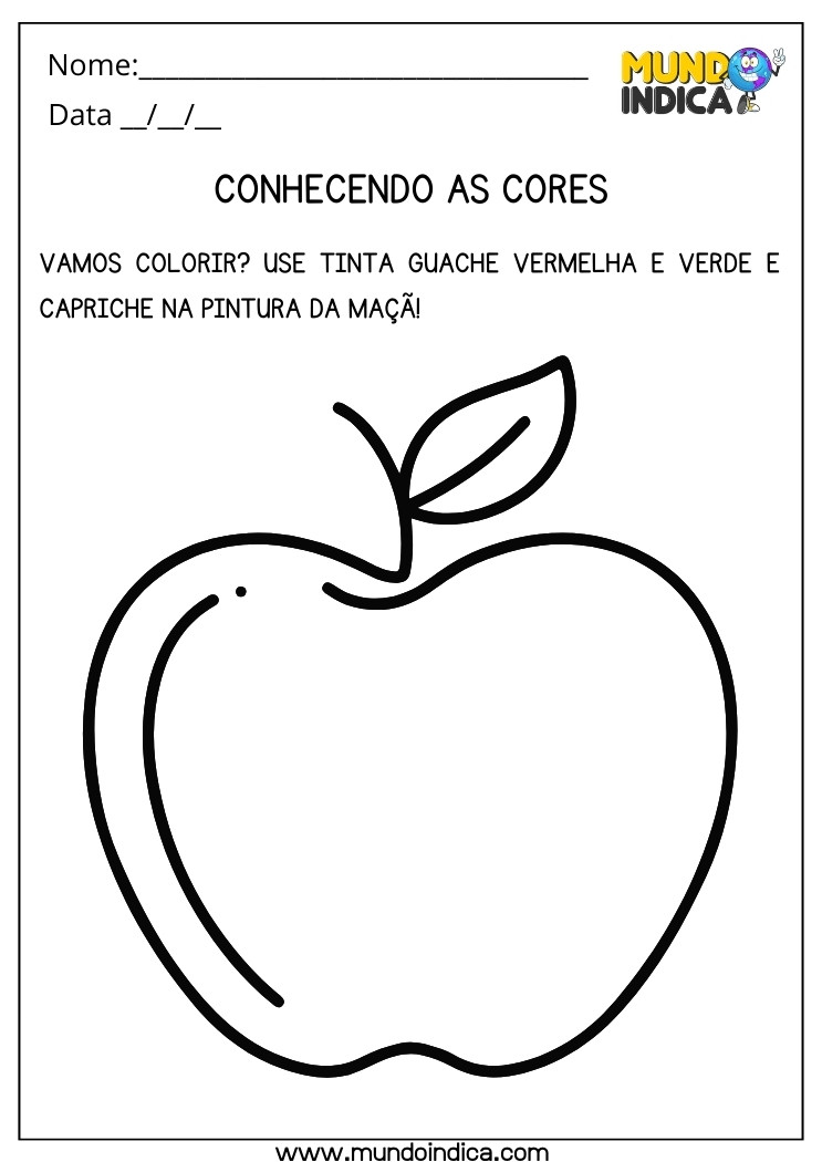 Atividade para educação infantil 3 ano use tinta guache vermelha e verde e capriche na pintura da maçã para imprimir