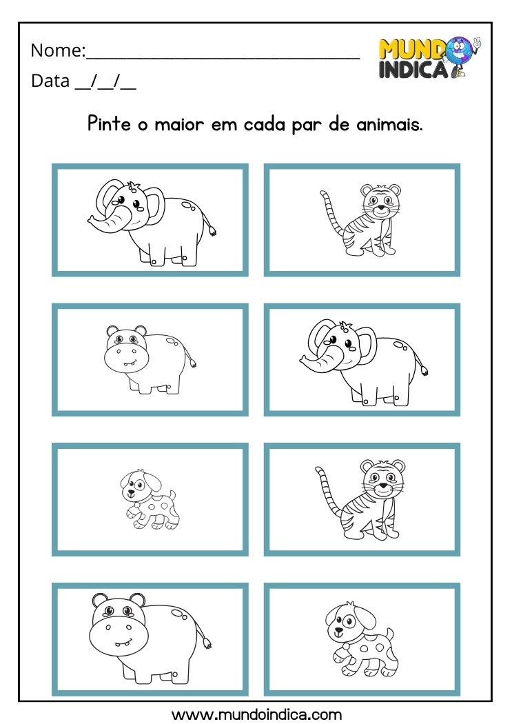 Atividade de Pintura dos Maiores Animais para Autismo para Imprimir