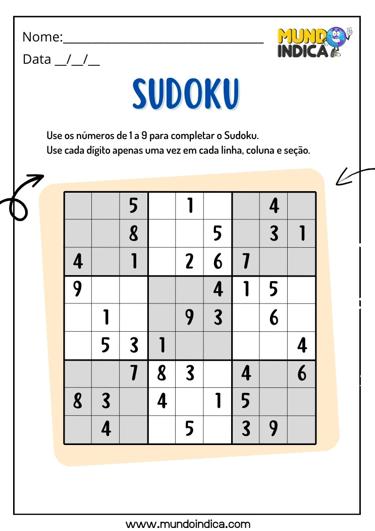 Jogo de Sudoku para Imprimir