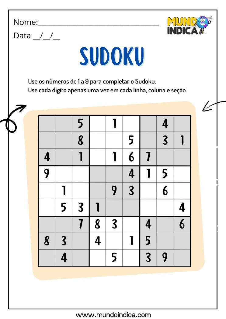 Jogo de Sudoku para Imprimir