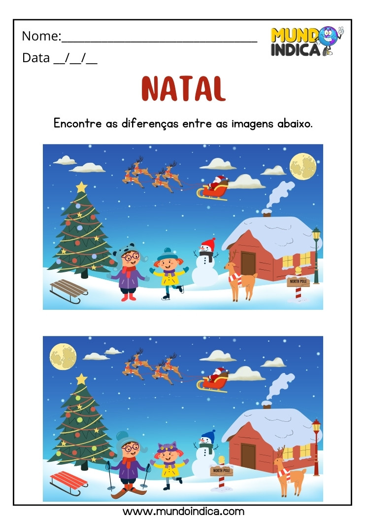 Atividade Encontre os Erros nas Imagens de Natal para Imprimir