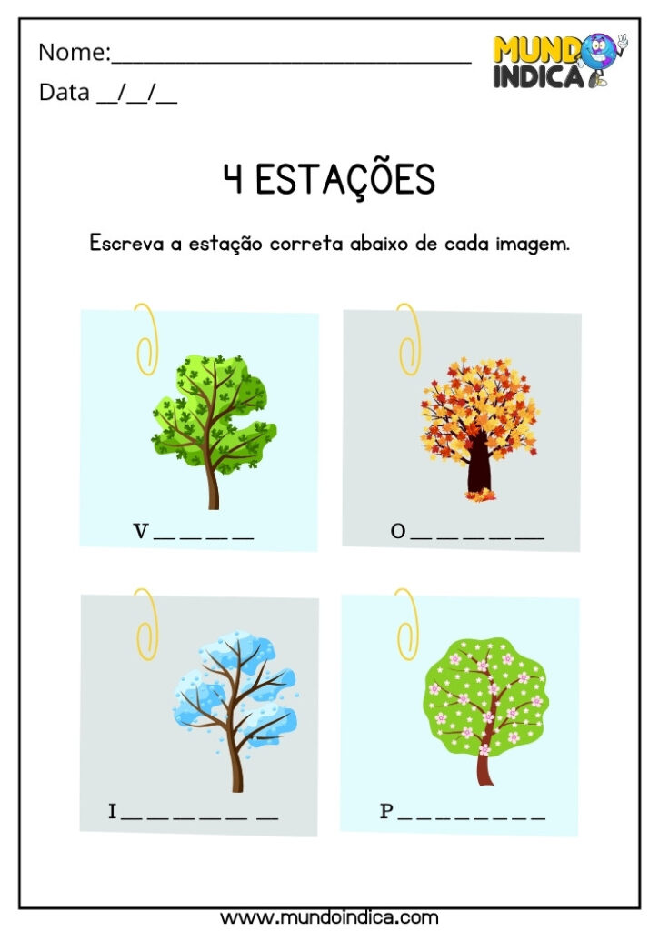 15 Atividades sobre Estações do Ano para Imprimir