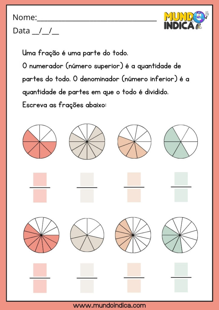 15 Atividades com Frações para Imprimir