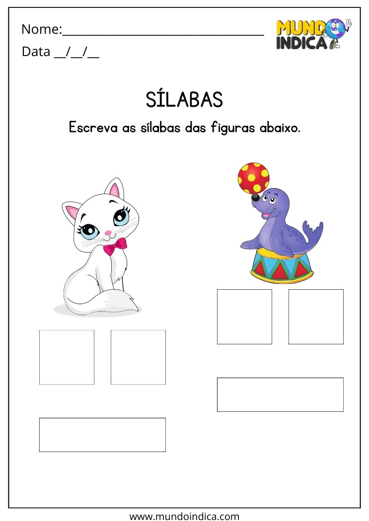 Atividade de Alfabetização para Autismo Escreva as Sílabas das Figuras para Imprimir