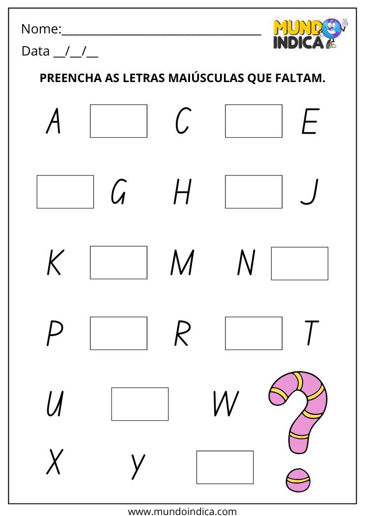 Atividade de Alfabetização para Autismo Preencha o Alfabeto para Imprimir