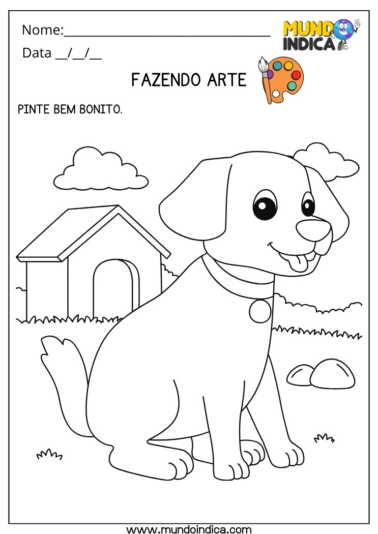 Atividade de Pintura do Cachorro para Maternal 1 para Imprimir