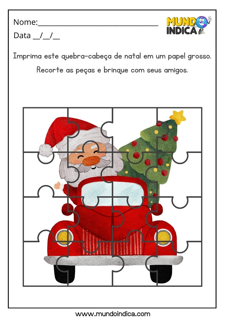 Atividade de Quebra-cabeça de Natal para Autistas para Imprimir