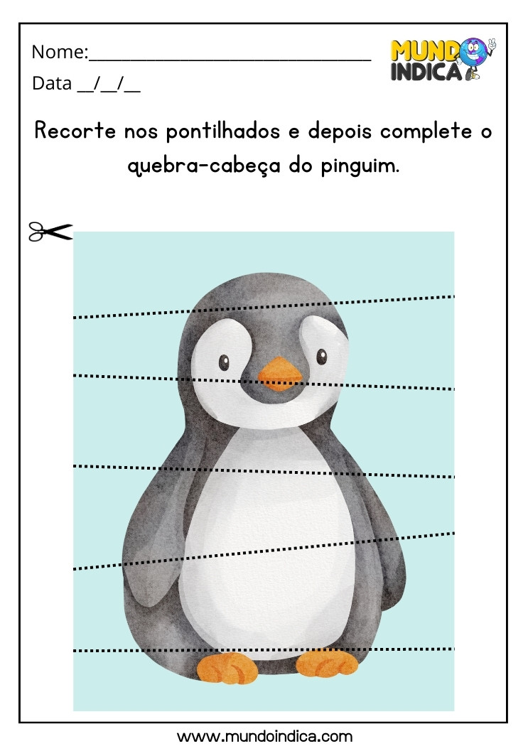 Atividade de Quebra-cabeça do Pinguim para Autistas para Imprimir