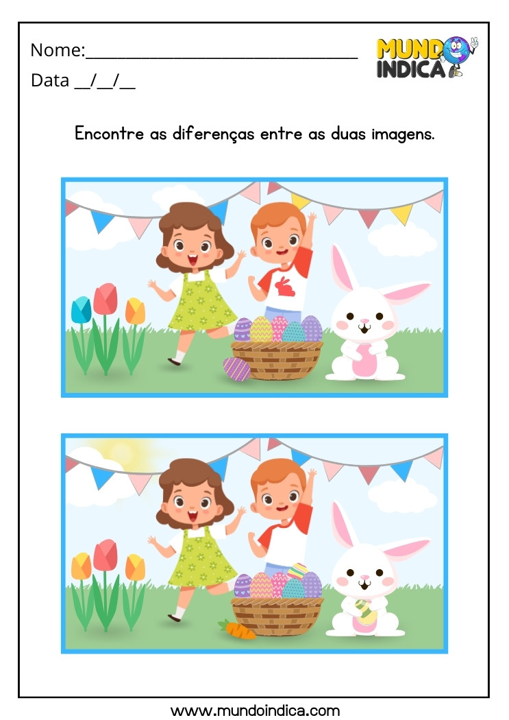 Atividade de Raciocínio Lógico para Autismo Encontre as Diferenças Entre as Duas Imagens para Imprimir