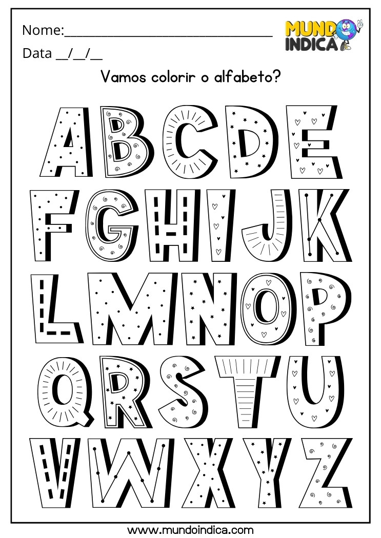 Atividade para Colorir o Alfabeto para Autismo para Imprimir