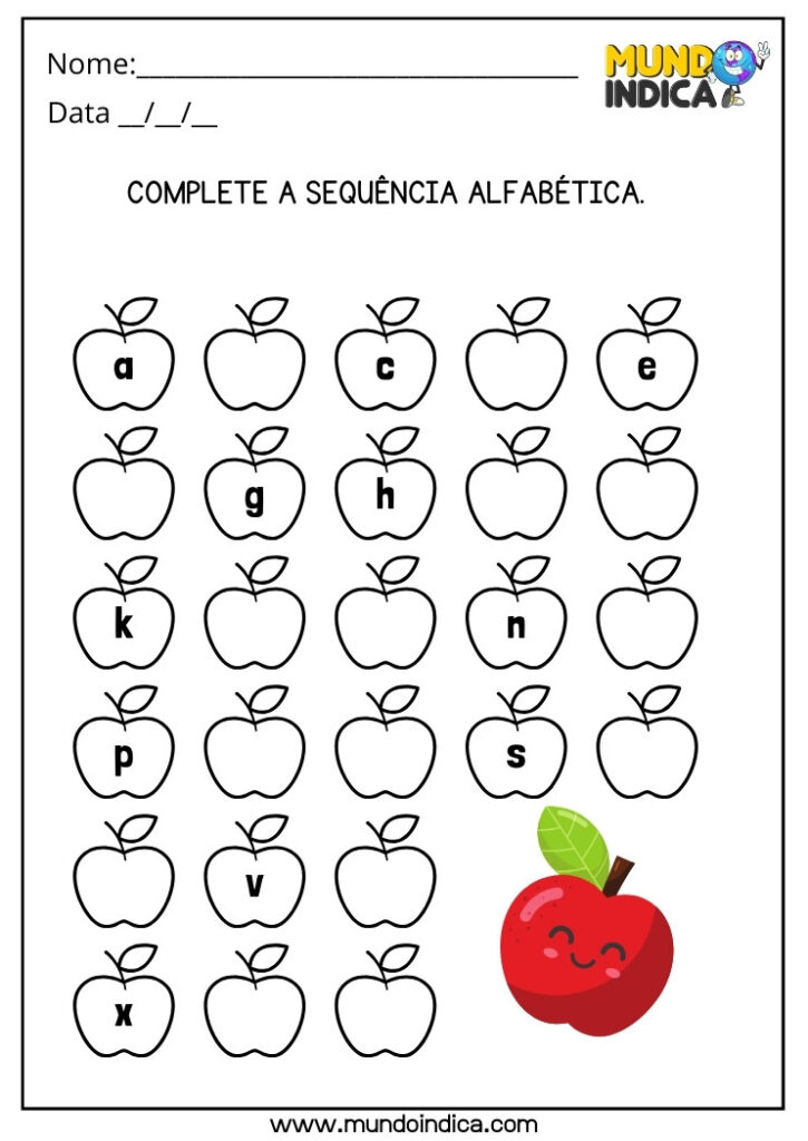10 Atividades de Sequência Alfabética para Educação Infantil