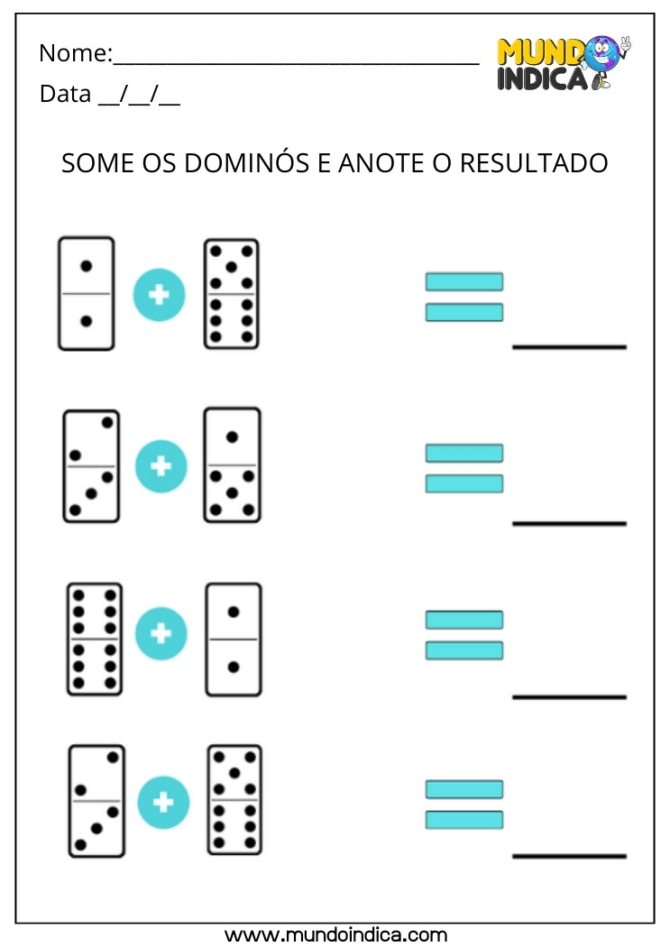 Atividade de Adição com Dominós para Imprimir