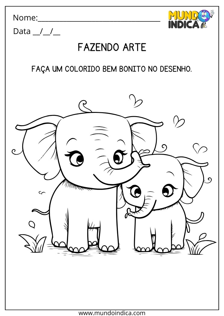 Atividade de Maternal 2 para Colorir os Elefantinhos para Imprimir