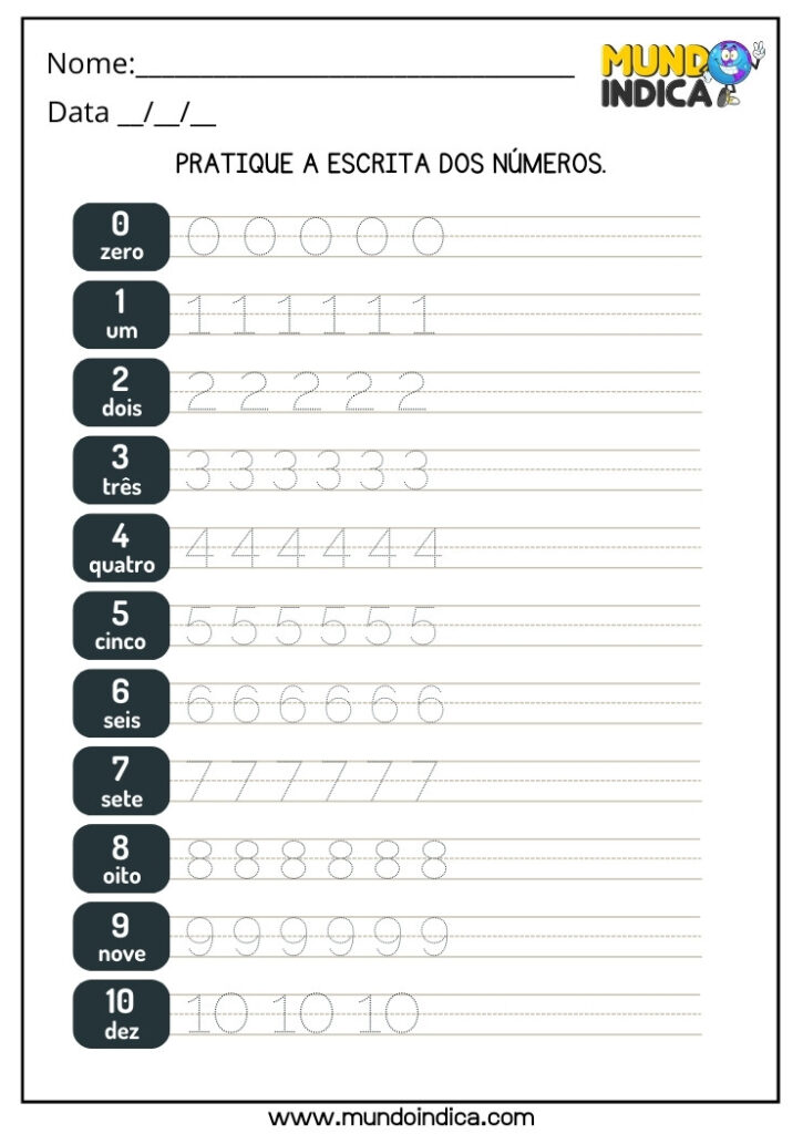 10 Atividades com Números Pontilhados para Educação Infantil