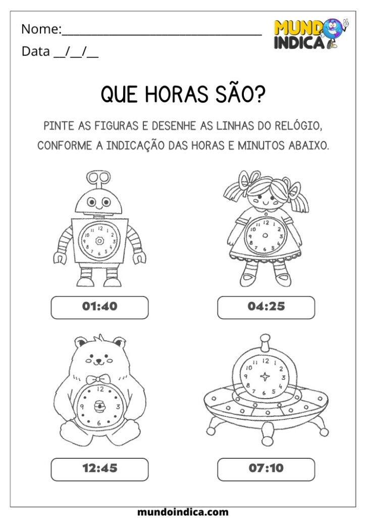 10 Atividades sobre Horas e Minutos para Educação Infantil