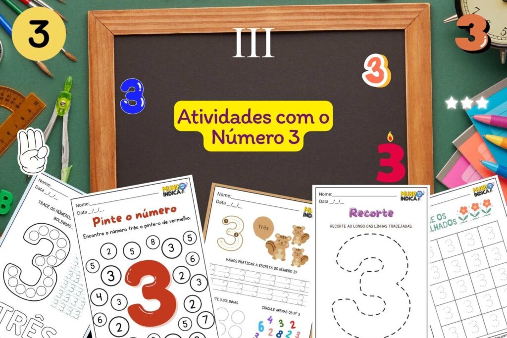 10 Atividades com o Número 3 Prontas para Imprimir