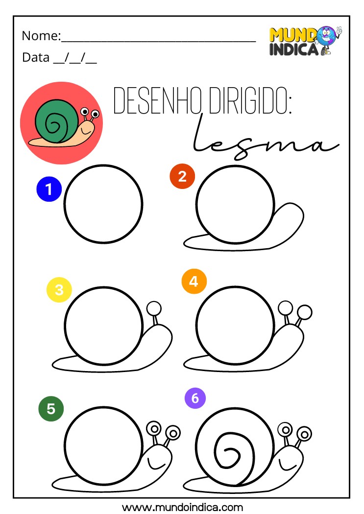 Atividade de Desenho Dirigido da Lesma para TDAH para Imprimir