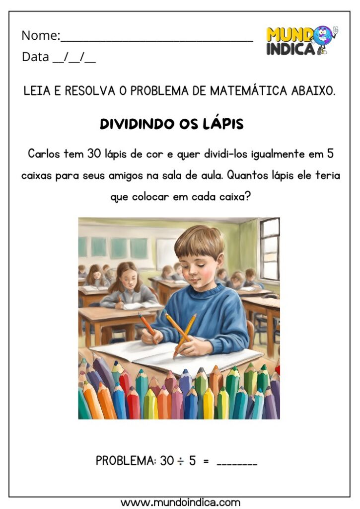 10 Atividades de Divisão para Alunos com Autismo para Imprimir