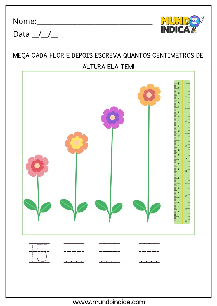 Atividade de Estimulação Cognitiva para Autismo para Medir as Flores Maiores e Menores para Imprimir