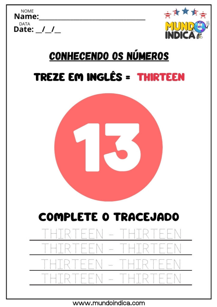 5 Atividades de Inglês com Números para Imprimir