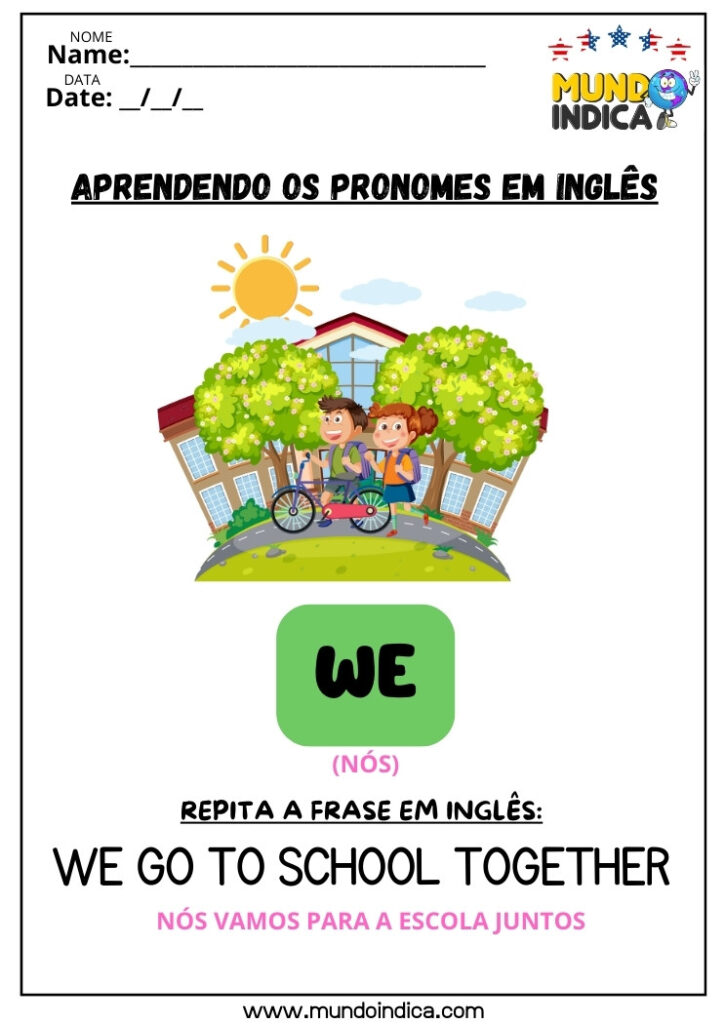 7 Atividades de Inglês com Pronomes para Imprimir