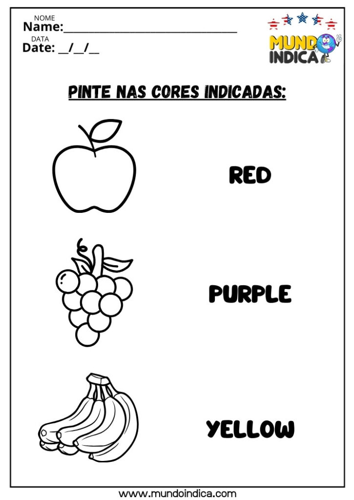 15 Atividades de Inglês para Educação Infantil para Imprimir