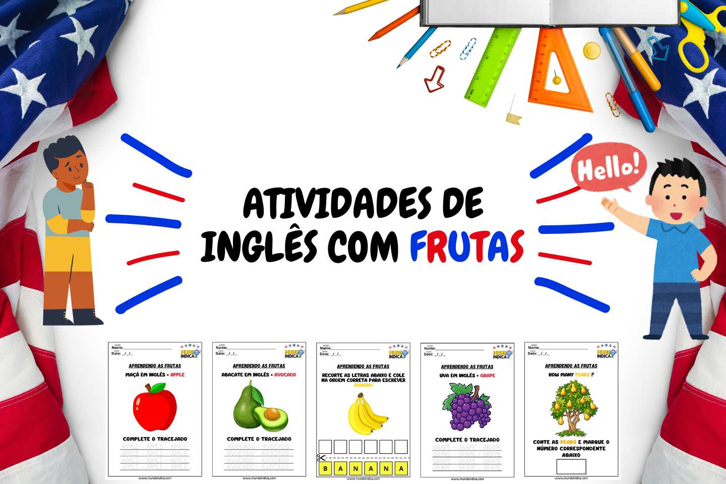 Atividades de Inglês com Frutas