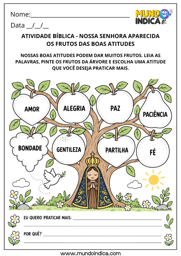 Atividade Bíblica para o Dia de Nossa Senhora Aparecida para Imprimir
