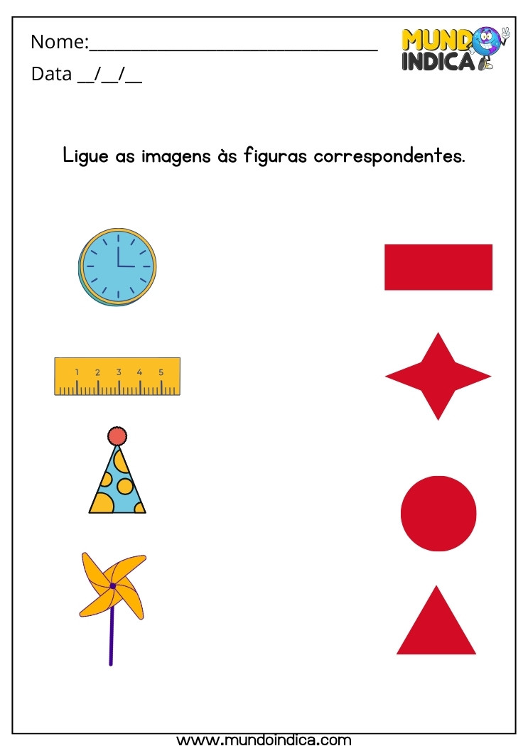 Atividade Lúdica para Alunos com Deficiência Intelectual Ligue as Imagens às Figuras Correspondentes para Imprimir