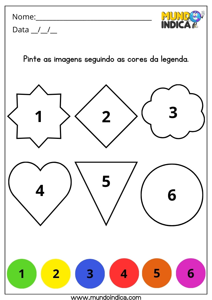 Atividade Lúdica para Alunos com Deficiência Intelectual Pinte as Formas Geométricas Seguindo as Cores da Legenda para Imprimir