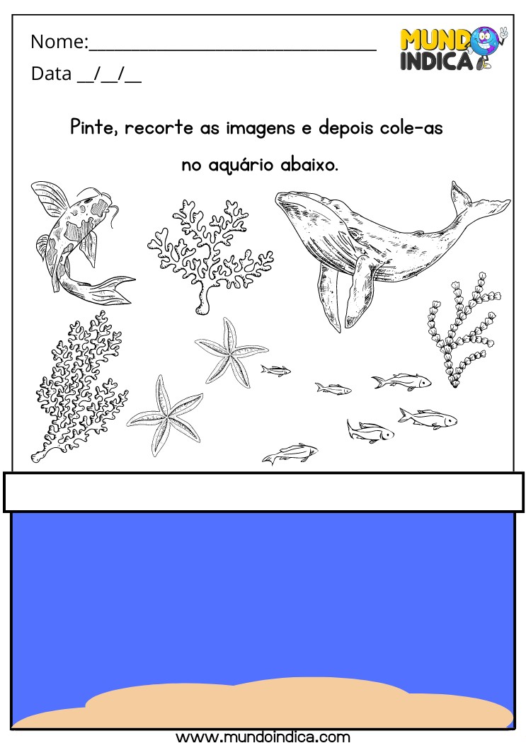 Atividade Lúdica para Alunos com Deficiência Intelectual de Pintura, Recorte e Colagem para Imprimir