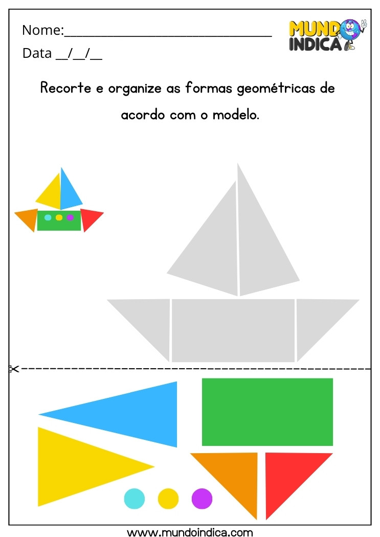 Atividade Lúdica para Educação Especial Recorte e Organize as Formas Geométricas de Acordo com o Modelo Apresentado para Imprimir