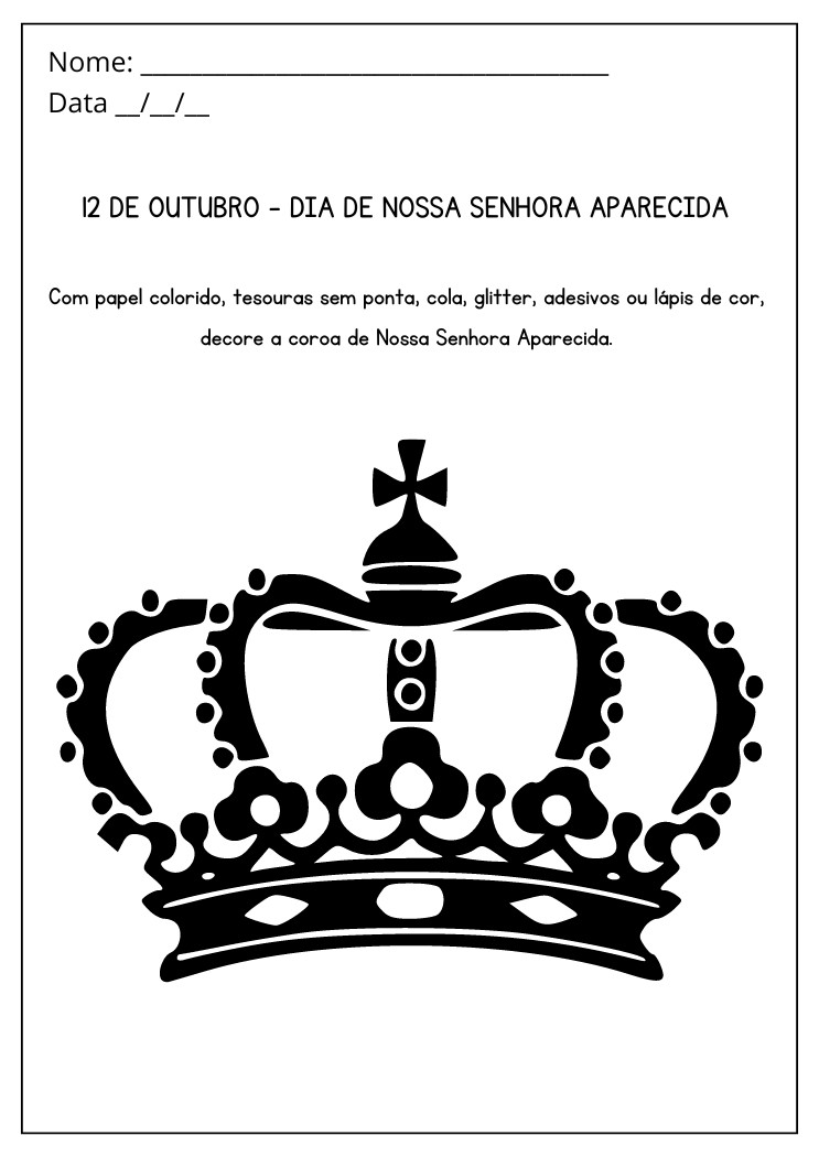 Atividade Lúdica para o Dia de Nossa Senhora Aparecida Decore a Coroa