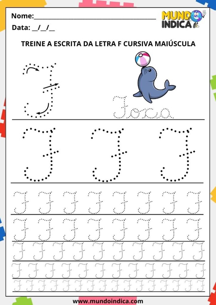 Atividades com a Letra F Cursiva para Imprimir
