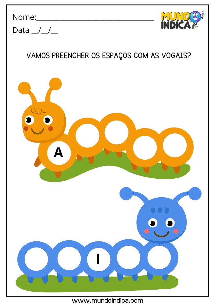 Atividade de Educação Inclusiva com Vogais Faltosas para TDAH