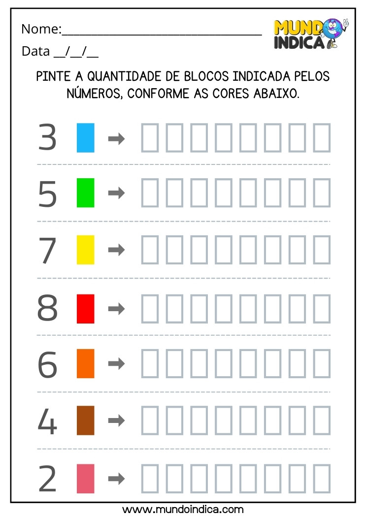 Atividade de Férias com Cores e Números para Autistas para Imprimir