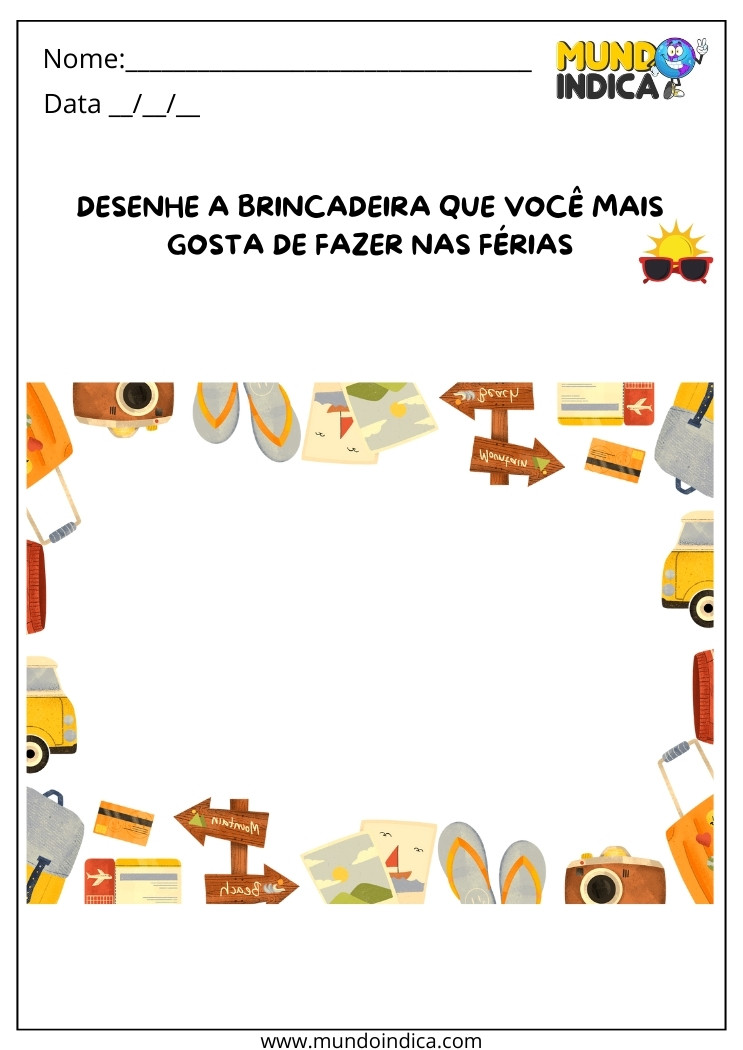 Atividade de Férias com Desenho para Crianças com Deficiência Intelectual para Imprimir