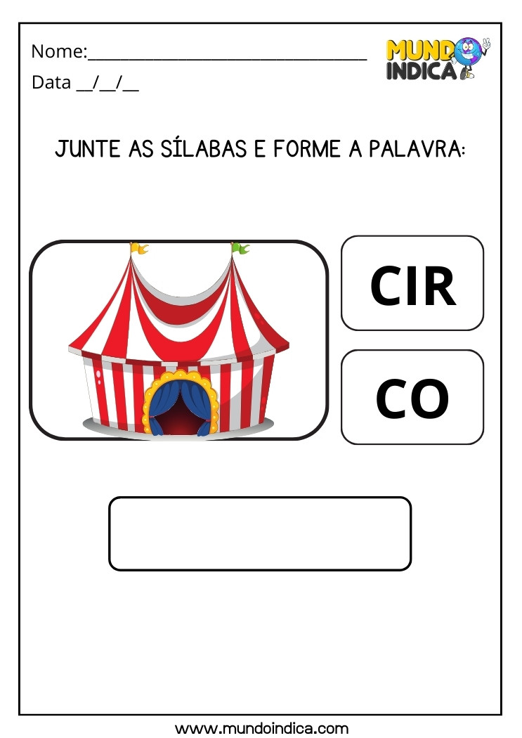 Atividade de Férias com Sílabas para Autistas para Imprimir