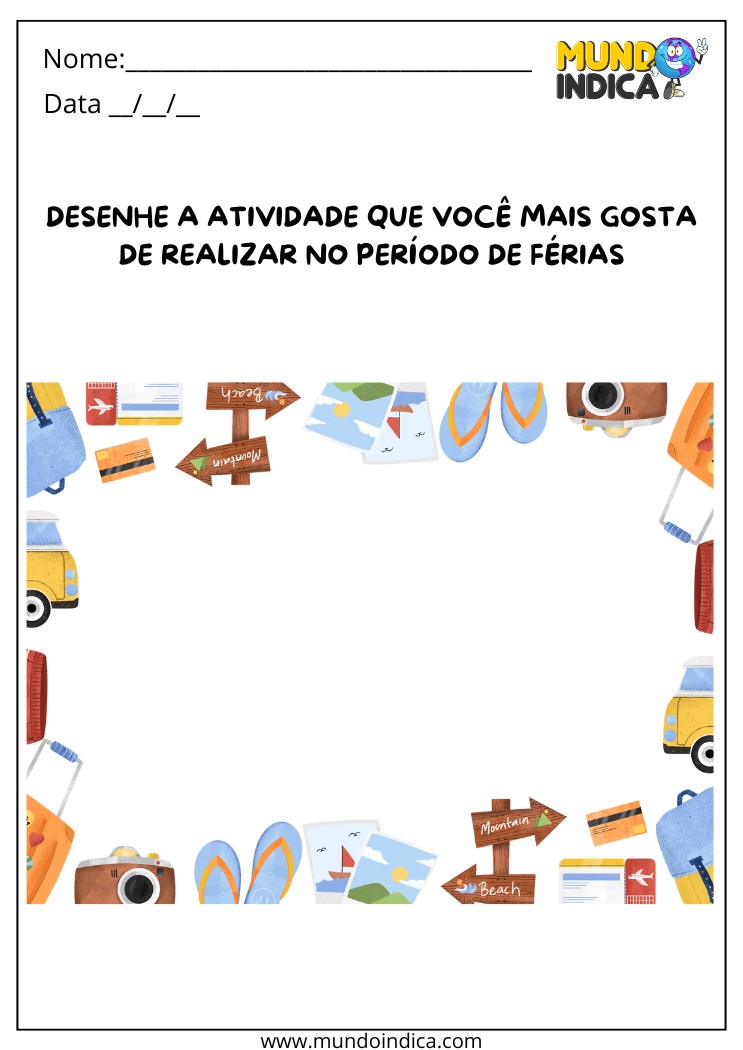 Atividade de Ferias para Educacao Infantil para Desenhar o que Mais Gosta de Fazer