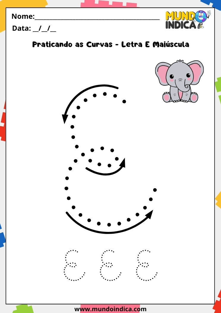 Atividade letra cursiva E maiúscula
