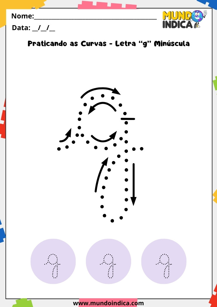 Atividade letra cursiva g minúscula