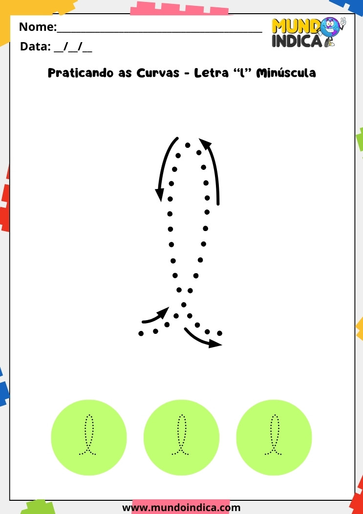 Atividade letra cursiva l minúscula