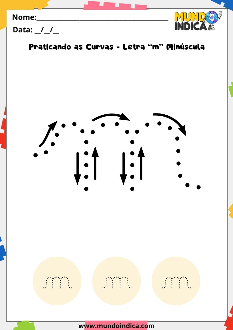 Atividade letra cursiva m minúscula
