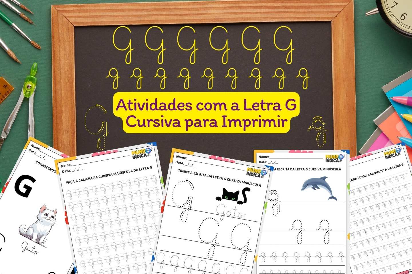 Atividades com a Letra G Cursiva para Imprimir