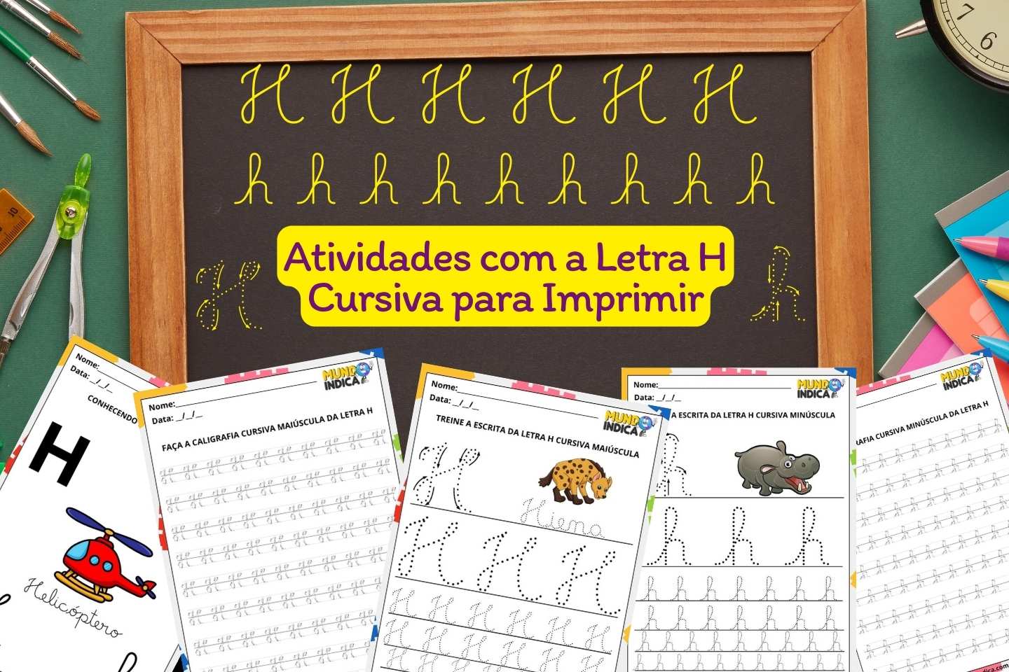 Atividades com a Letra H Cursiva para Imprimir